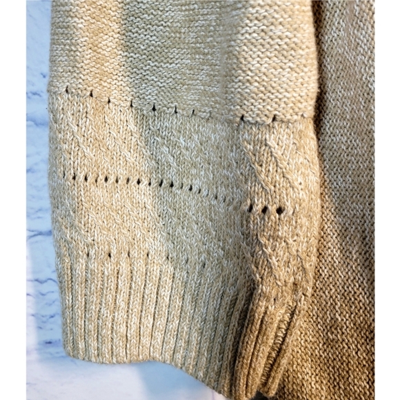 Christopher & Banks Knit Tan Cardigan Sweater Size XL Single Button Large Collar - Picture 3 of 11
